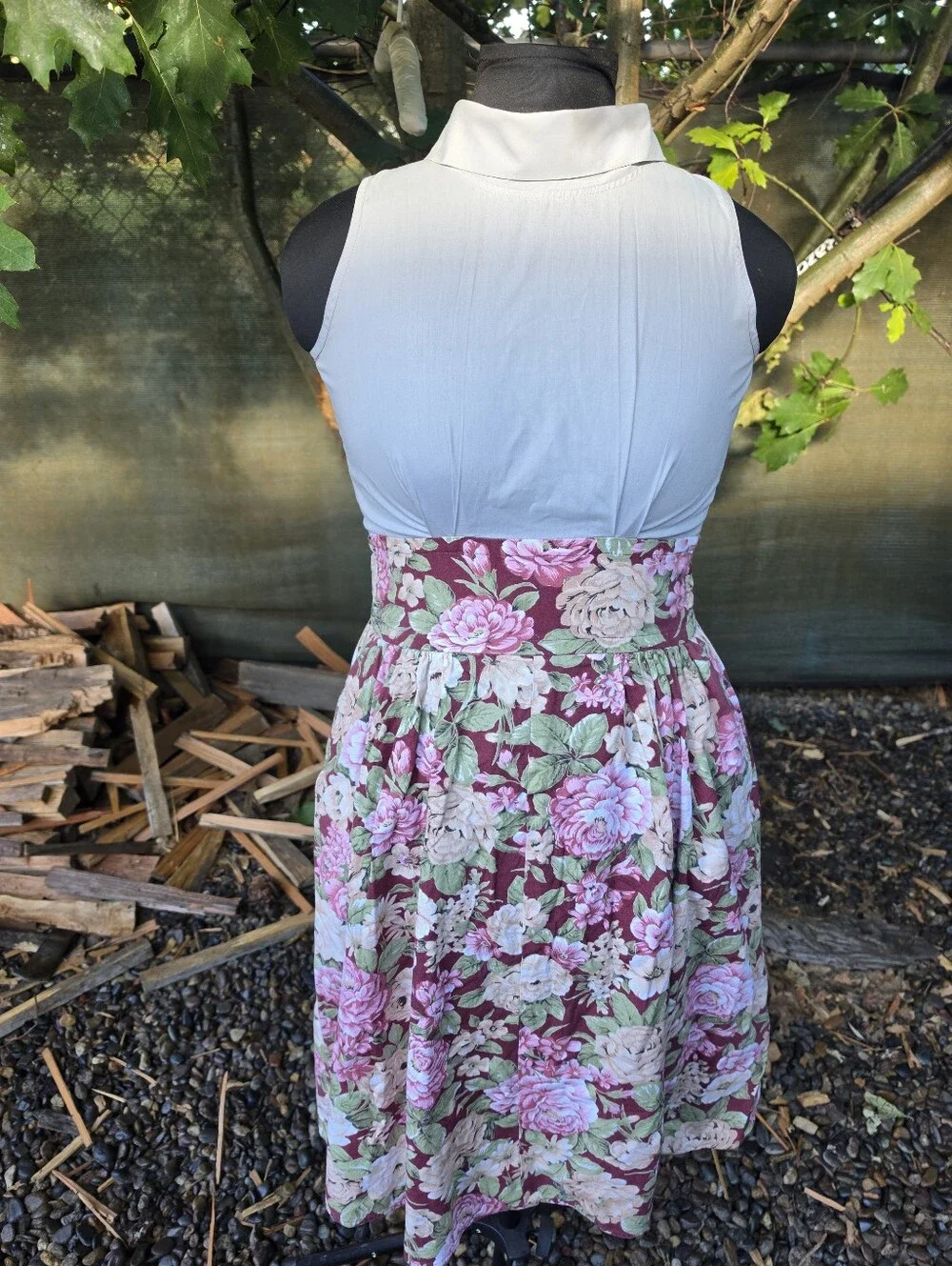 Vtg 70's 80's Floral High Collar Midi Dress Cottagecore Dark Academic Modest